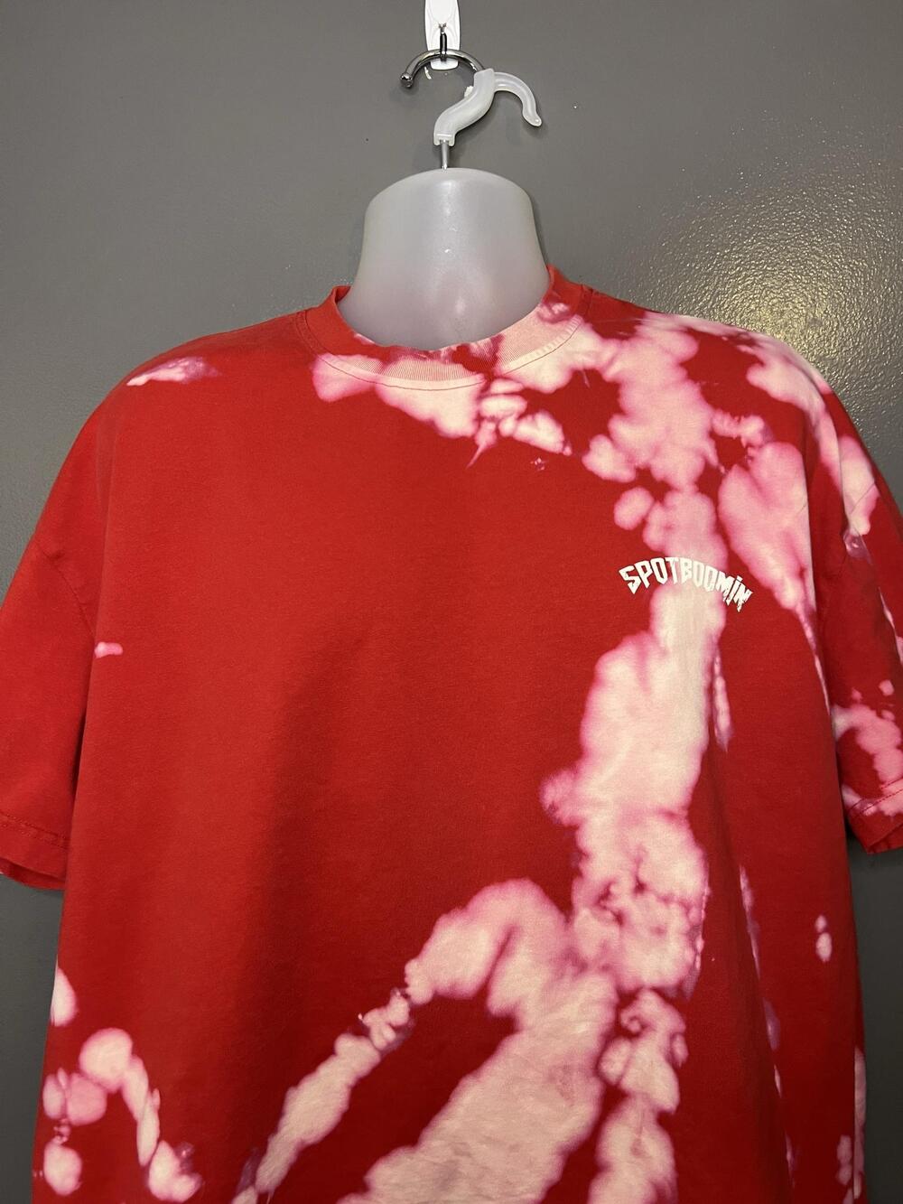 SPOTBOOMIN Shirt Mens Large Red Tie Dye Loyalty Mask Graphic Tee Streetwear